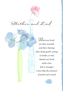 Happy Anniversary For Parents Bud Vase Watercolor Hallmark Greeting Card - Picture 1 of 3