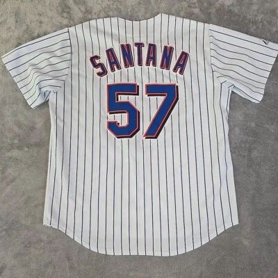 Camiseta masculina vintage Majestic GG New York Mets Johan Santana #57 roupas esportivas - Imagem 1 de 4