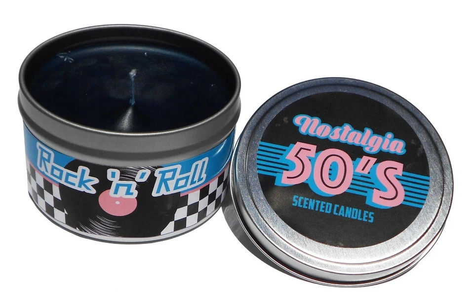 Vela perfumada rock n roll nostálgica dos anos 1950. Vela legal. Presente exclusivo. - Imagem 1 de 1