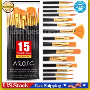 Best Model Miniature Paint Brushes Small Detail Art Paint Brush with Set 15 Pcs - Picture 1 of 24