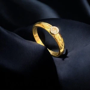 GIA Certified 0.25 Carats Round Brilliant Cut F/VS1 Diamond Unisex Ring 18K Gold - Picture 1 of 16