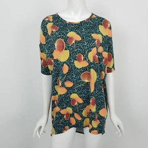 Lularoe Irma Tunic Top Womens Size Small Blue Orange Floral Leaf Print New NWT - Picture 1 of 6