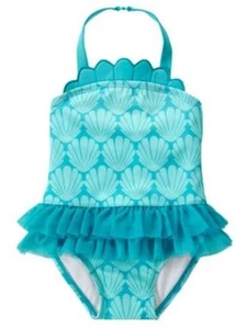 NWT Gymboree Girl Swim Shop Blue Shell 1-Piece Swimsuit 2T 3T 4T 5T - Picture 1 of 3
