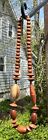 Vtg Boho Exotic Large Wood Beaded Strand Necklace 11 in Brown Tan Barrel Clasp