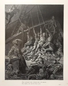 Ancient Mariner, Gustave Dore, 1884 engraving antique art print Plate 22 - Picture 1 of 1
