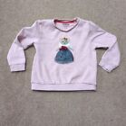 Mini Boden Cosy Applique Girls Sweatshirt Pink French Mouse Size 3-4