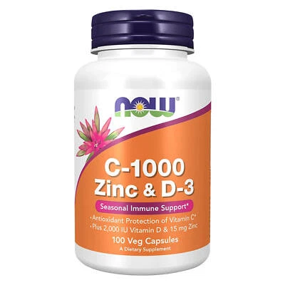 AHORA C-1000 Zinc D-3 - 100 Cápsulas Vegetales, Protección Antioxidante Impulso Inmune Foto 1 de 4