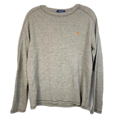 Camiseta Polo Ralph Lauren Top Niños Talla XL Gris Jaspeado Tejido Gofre Manga Larga Foto 1 de 4