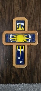 Debra Duran Geiger Collectible Hand Painted Tile and Wood Sunshine Cross - Picture 1 of 3
