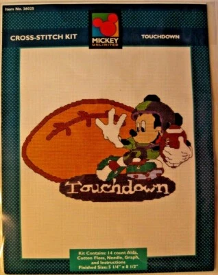 Mickey Unlimited:  Touchdown Counted Cross Stitch Kit Mickey NEW 5.25"x8.5" - Image 1 of 4