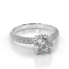 H/SI2 Round Cut Diamond Engagement Ring 1.30 CT 14K White Gold Real