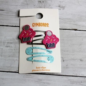 Gymboree Girl's Hair Clips Barrette Pink Sprinkle Cupcakes Blue Dot One Size - Picture 1 of 3