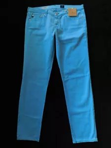 Nuevo AG Adriano Goldschmied Talla 32R The Stilt Cigarette Leg Jean Pantalones Azul Aqua - Imagen 1 de 8