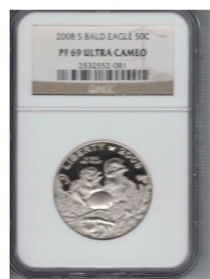2008 S BALD EAGLE 50C NGC GRADED BY NGC PF69 ULTRA CAMEO CLAD - Image 1 of 2