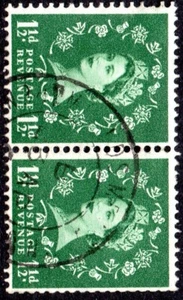 SG 572b 1961 11/2d coronas verdes marca de agua lateral par usado muy fino - Imagen 1 de 2