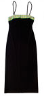 ESPRIT de CORP Womens Sz S Spaghetti Strap Maxi Sheath Dress Black Velour VTG