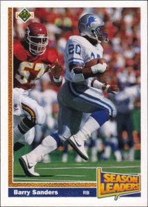 1991 Upper Deck #401 - Barry Sanders Season Leaders - Picture 1 of 2