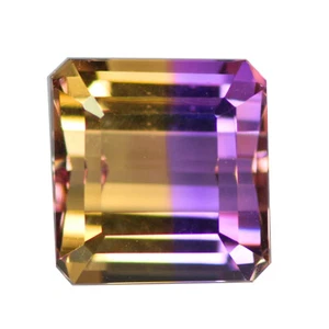 3.82 Ct Octagan 9 x 8.7 MM 100% Natural Purple & Gold Yellow Bolivia Ametrine - Picture 1 of 4