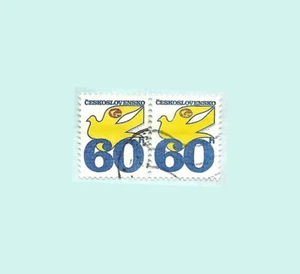 Czechoslovakia CSSR 60h Old Used x2 postal stamps block - Picture 1 of 1