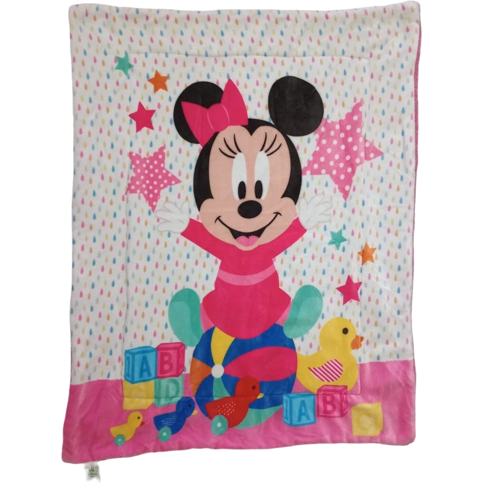 Disney Baby Girl Pink Minnie Mouse Toys Plush Blanket Stars Thick Sherpa Soft - Image 1 of 3