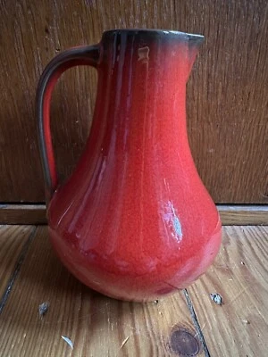 Vase Bückeburg Henkelvase Rot Vintage Kunstkeramik 15.8cm Höhe WGP Pottery - Bild 1 von 4
