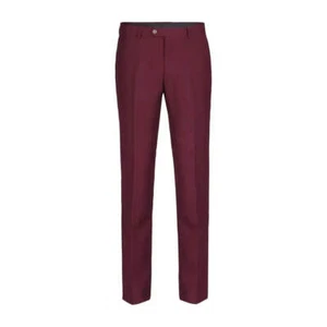Pantalones separados delanteros planos Renoir para hombre calce ajustado tacto suave pantalones 201-8 borgoña - Imagen 1 de 11