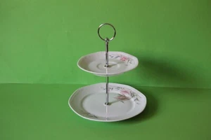 zauberhafte zweistöckige Etagere Teller Mitterteich Sissi Rosa Blüte 018519 - Bild 1 von 1