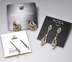 Banana Republic  C1946 Rosa  LOT NWT Chunky Rhinestone earrings bling H - Picture 1 of 16