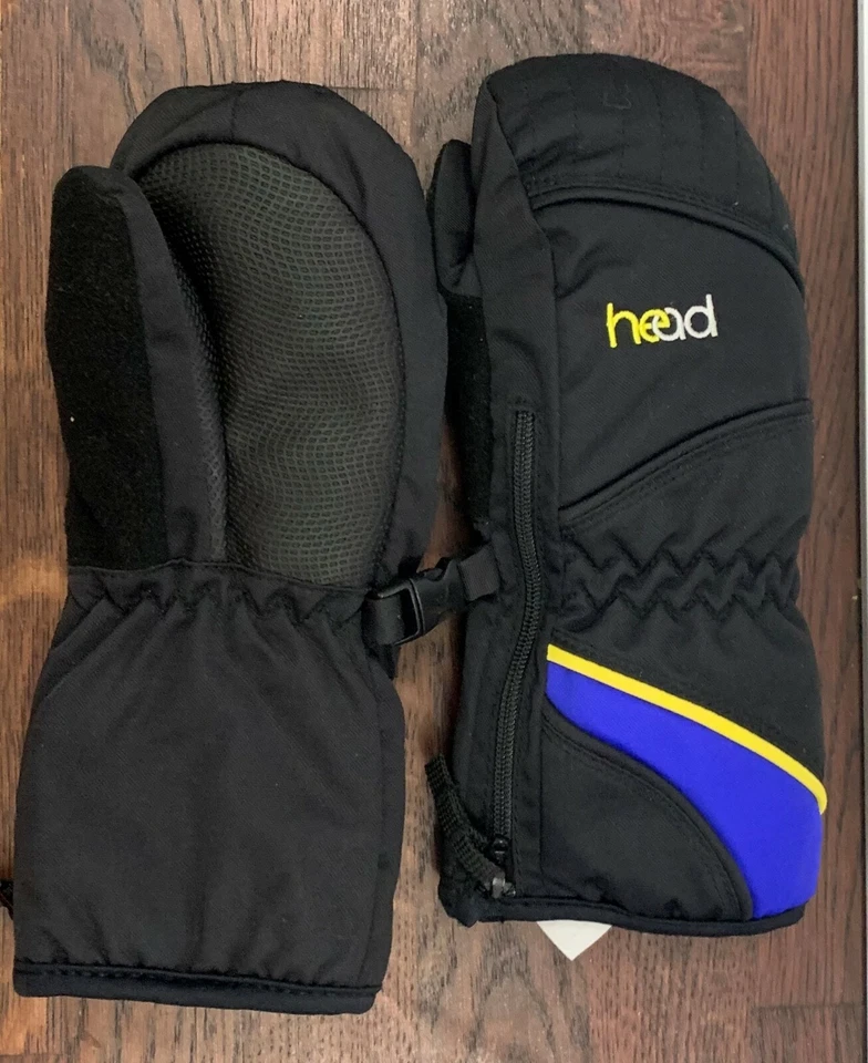 NWOT HEAD boy Thermal Fleece Mittens black with blue, size XXS, S, XS - Image 1 of 1