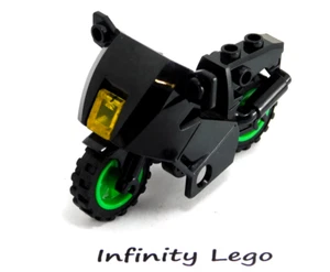 LEGO Black Motor Cycle Fairing Bikes Motorcycle Firefighters Green Rims 52035 - Picture 1 of 2