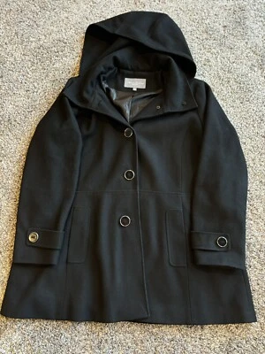 Abrigo negro Marvin Richards New York 1XL mezcla de lana ¡¡con capucha con cremallera!! ¡Bonito! 🔥 🖤 Foto 1 de 4