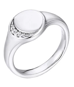 925 Sterling Silver Simulated Diamond Round Signet Ring size J K L M N O P Q R S - Picture 1 of 6