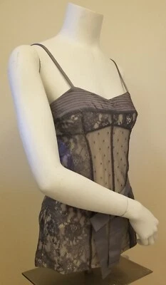 Victoria's Secret  Vintage Look  Lace Camisole With Ribbon Belt In Gray Size M - Image 1 of 4