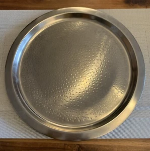 TIBOR Brieka aus Messing Deko/Serviertablette Antiksilber Rund ,Ø30cm.x1,5H - Bild 1 von 13