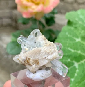 Aesthetic Diamond Cut Aquamarine Cluster on Albite Shigar Skardu Pakistan - Picture 1 of 10