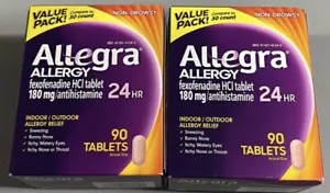 Allegra Allergy 24hr 180mg 90 tablets, 2 Pack, Exp 2026 - Picture 1 of 1