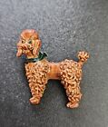 Metal Brown With Green Eyes Collectible Poodle Dog Pin Hat Lapel Vintage 
