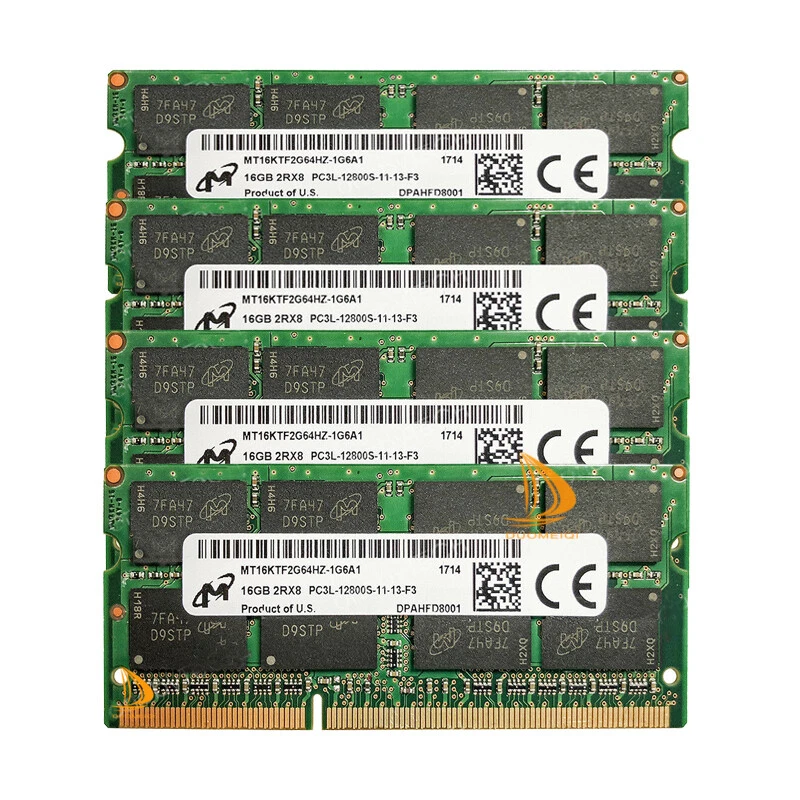 Micron 4x 16GB 2RX8 PC3L-12800S DDR3-1600Mhz 1.35V Laptop SO-DIMM RAM Memory@ - Image 1 of 4