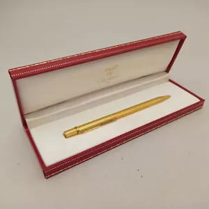 CARTIER MUST DE CARTIER GOLD PLATED GODRON KUGELSCHREIBER VINTAGE IM ETUI VTG - Bild 1 von 9