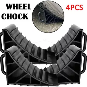 4Pcs Heavy Duty Solid Wheel Chocks Trailer Rv Camper Truck Car Tire Stopper - Picture 1 of 6