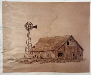 Molino de viento y granero Doodle Page de colección serie 4D página 1 herramienta artesanal de cuero - Imagen 1 de 3