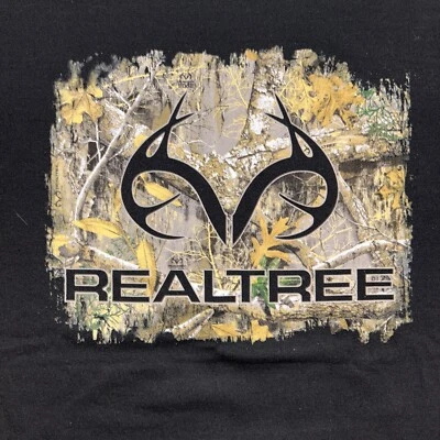 Camiseta L Real Tree Antlers And Leaves Logo Negra Manga Corta Camuflada RA Foto 1 de 4