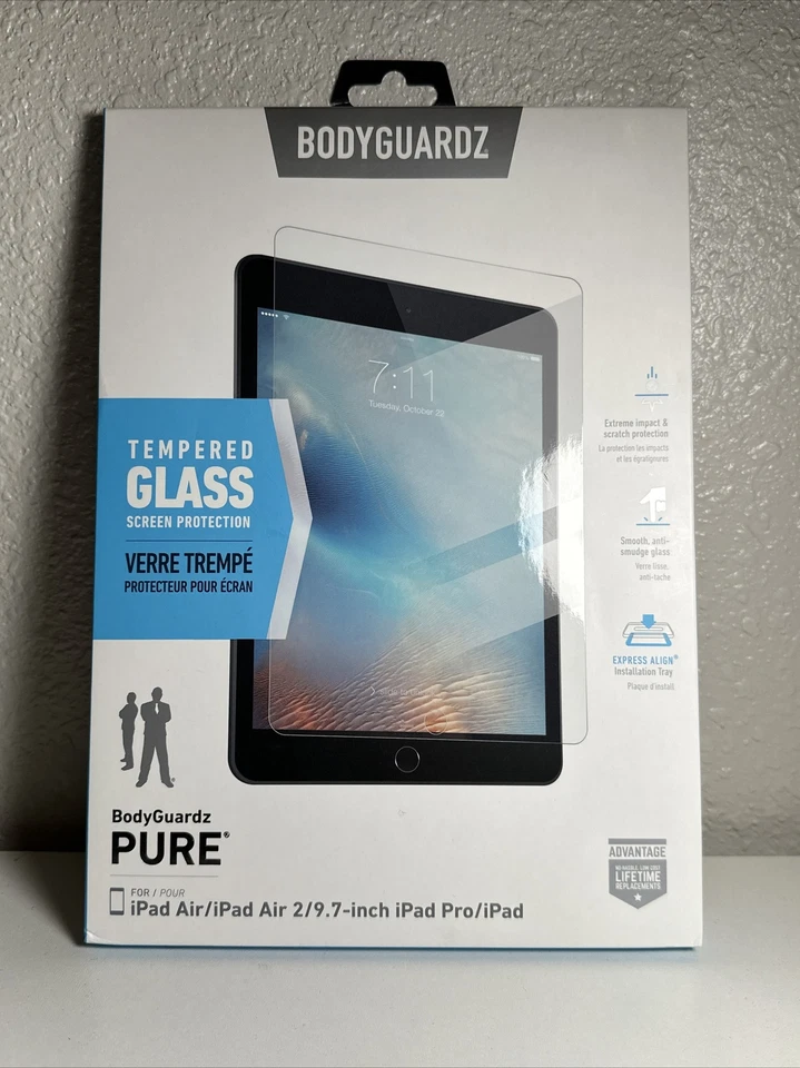 BodyGuardz Pure Tempered Glass for Apple iPad Air / Air 2 / iPad 9.7 inch Pro - Image 1 of 2