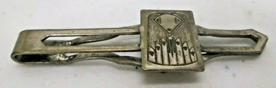 Vintage Tie Clasp Velvet Grip Silverplate Art Deco Silver Plate  - Image 1 of 4
