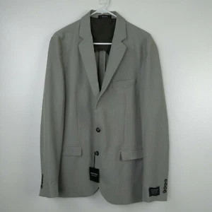 Nordstrom Mens Shop Blazer Large Olive Tundra Seersucker Extra Trim Fit Jacket - Picture 1 of 11