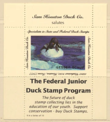 USA Sam Houston Duck Company Federal Junior Duck Stamp Program Lesser Scaup MNH - Image 1 of 2