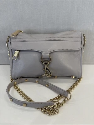 Bandolera Rebecca Minkoff Gris MINI MAC Bolso Dorado Diseñador Elegante Cartera Foto 1 de 4