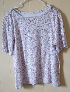 CROFT & BARROW Womens XL Pink Floral Short Sleeve Pull-On Top Soft Cotton - Picture 1 of 5