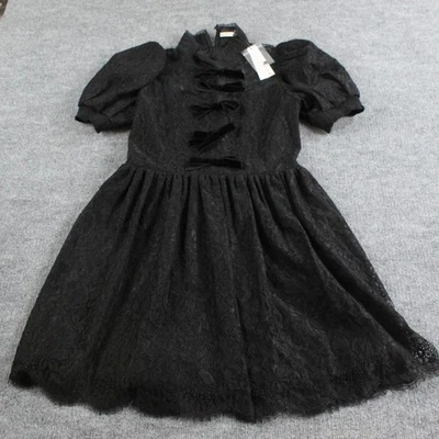 Vestido Alice Olivia 10 Vernita Encaje Abotonado Fiesta Mini Negro Caprichoso Elegante Foto 1 de 4