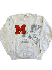 Vintage 90s University of Miami Big Print Embroidered Sweatshirt 20/20 Sports XL - Picture 1 of 10